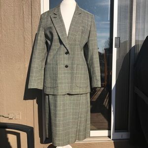 Green Plaid Blazer and Skirt Set